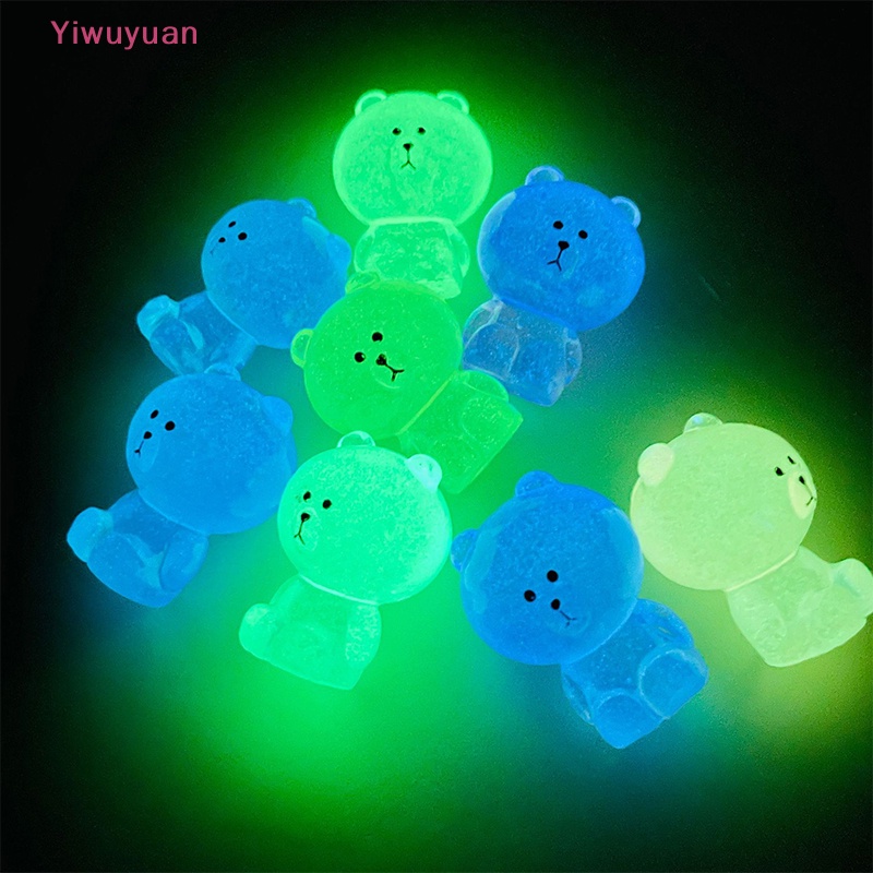 < Yiwuyuan > Tượng Gấu Hoạt Hình Phát Sáng Trang Trí Phong Cảnh DIY Mới