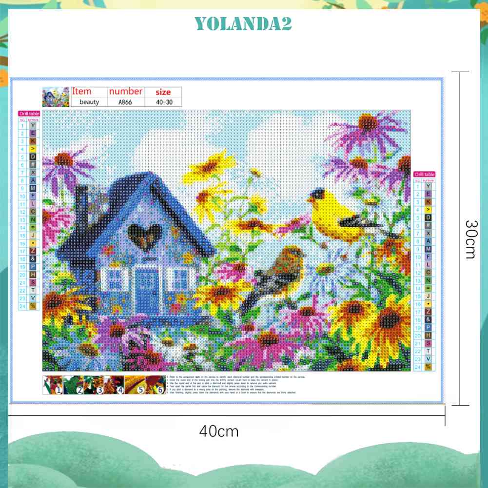 Tranh Đính Đá Kim Cương Toàn Bộ 5D DIY Hình Vẽ Chim Và Hoa