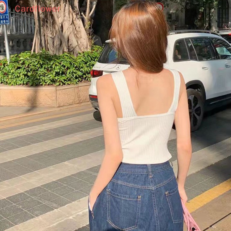 Áo Croptop Dệt Kim Hai Dây Co Giãn Thời Trang Mùa Hè Mới Cho Nữ