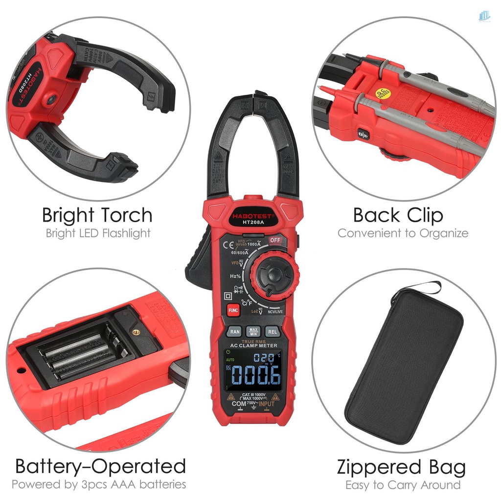 Kẹp Vạn Năng Kế Kỹ Thuật Số AC Thông Minhwatchinone HABOTEST AC RMS RMS Anto-Ratur