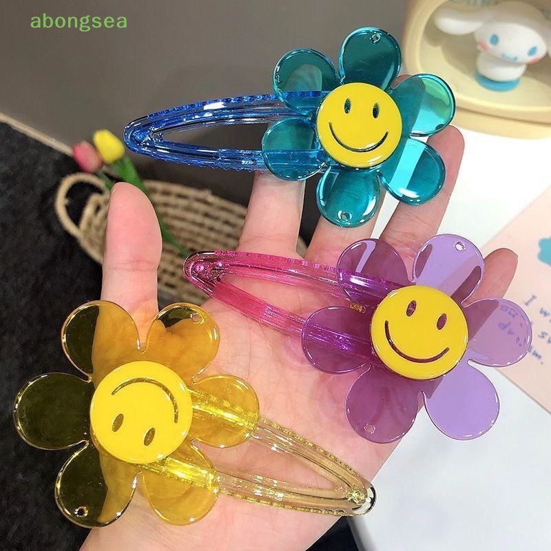 Kẹp Tóc Hình Hoa Hướng Dương Mặt Cười Bằng Acrylic Trong Suốt Cho Bé Gái Bongsea 2023