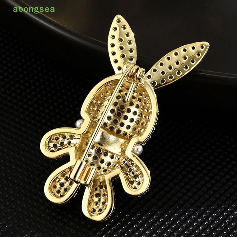 Ghim Cài Áo Hình Thỏ Đính Đá Pha Lê / Ngọc Trai Nhân Tạo Thời Trang