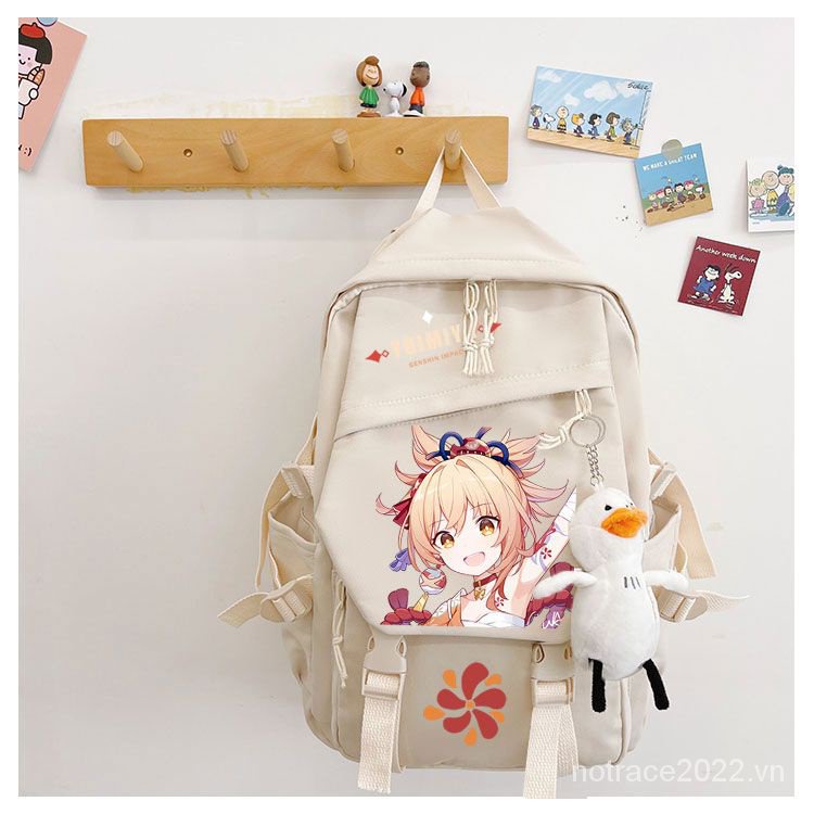 ★Genshin Impact★Raiden & Shenhe Ba Lô Đi Học Trọng Lượng Nhẹ Họa Tiết Anime Cho Nam Nữ Sinh Trung Học