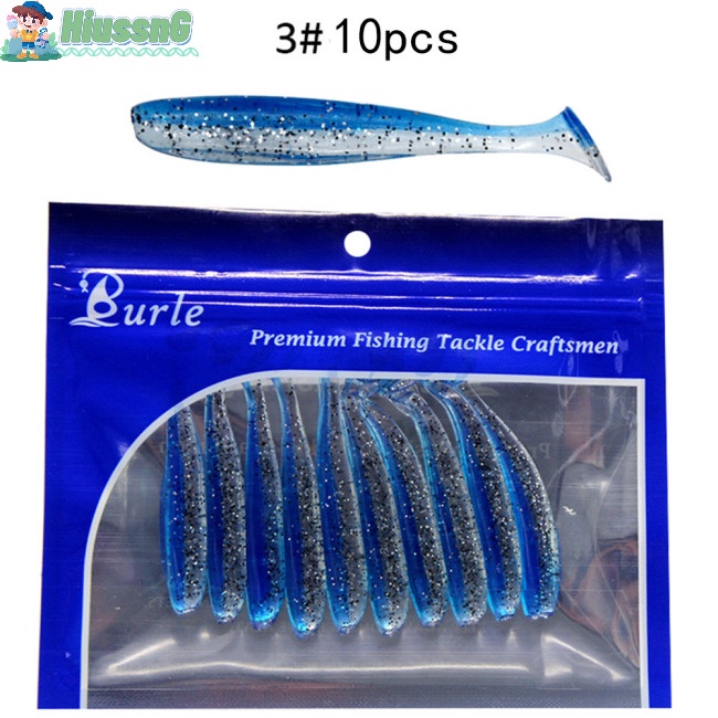 Bộ 10 Mồi Câu Cá Nhân Tạo Bằng Silicon Mềm Nhiều Màu Sắc