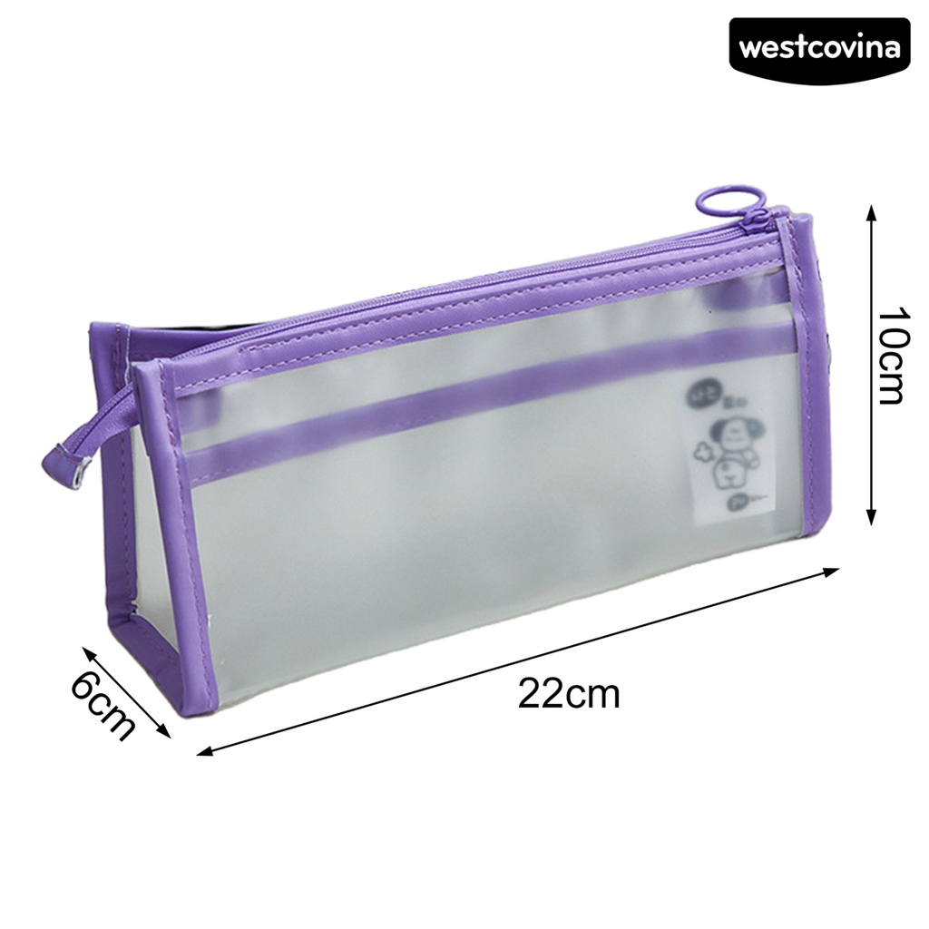 [COD]♪Bóp Viết EVA Trong Suốt Hai Lớp Có Dây Kéo Dung Tích Lớn Chống Thấm Nước