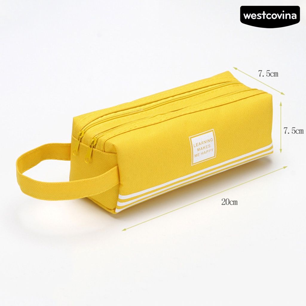 [COD]♪Túi Đựng Bút Chì Hai Lớp Màu Trơn Họa Tiết Sọc In Chữ Hai Lớp Sức Chứa Lớn