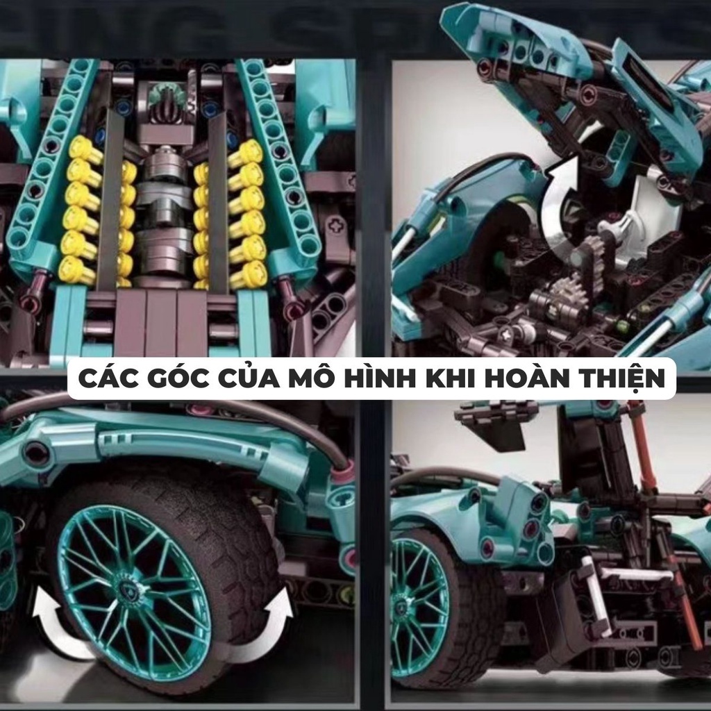 Mô hình lắp ráp technic siêu xe cực chất Lamborghini V12 Blue GT Concept  tỉ lệ mô hình 1:14 1148 PCS