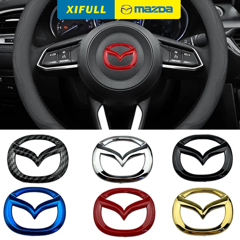 Miếng Dán logo Trang Trí Vô Lăng Xe Hơi Mazda 2, 3, 6, CX4, CX5, CX30
