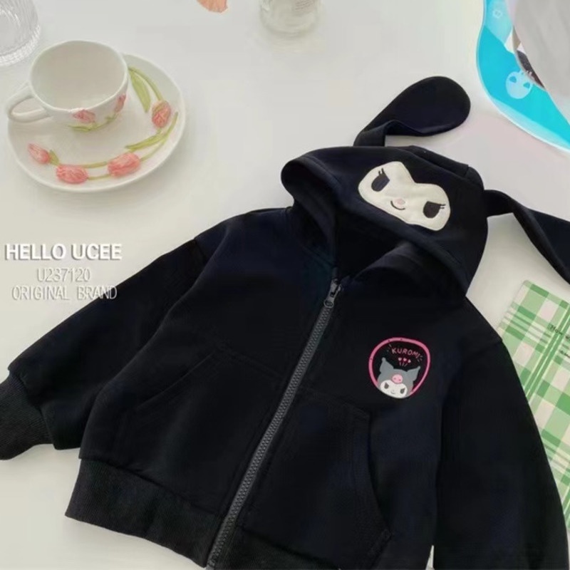 Áo Khoác Hoodie Tay Dài Có Khóa Kéo In Hình Kuromied Cinnamoroll Dễ Thương Cho Bé