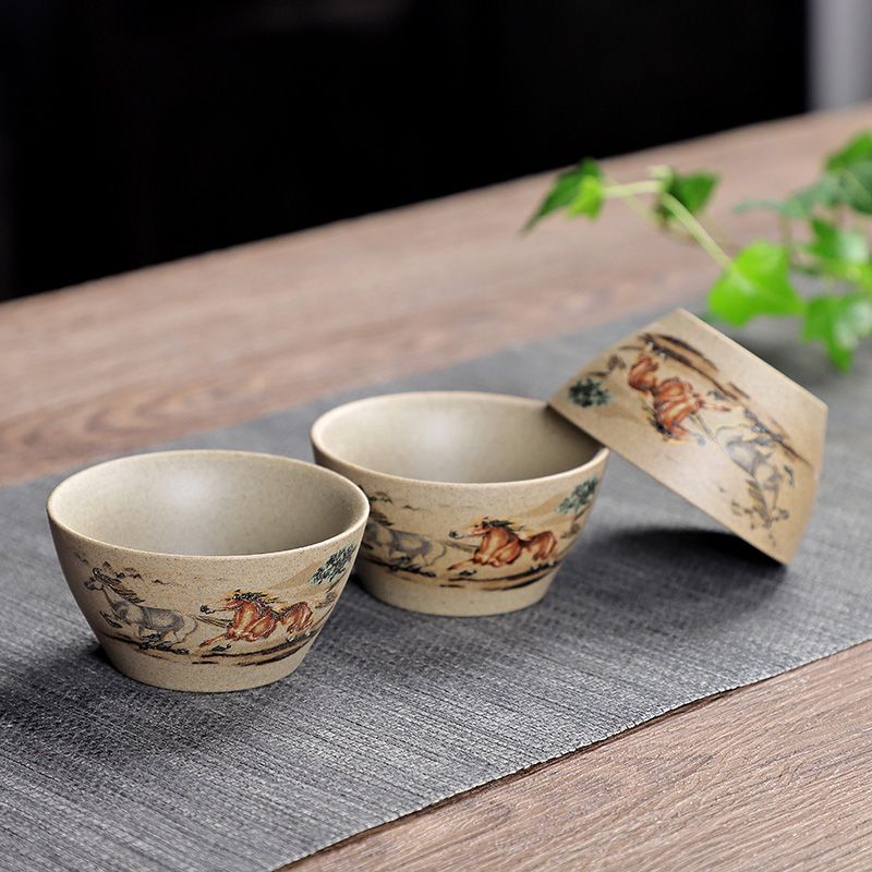 Bộ Tách Uống Trà Bằng Gốm Sứ Phong Cách Retro