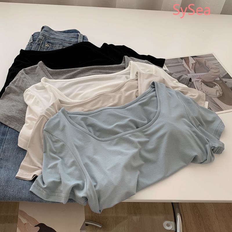 Áo Kiểu Cổ Vuông Dáng Ngắn Thời Trang Hè Trẻ Trung Cho Nữ