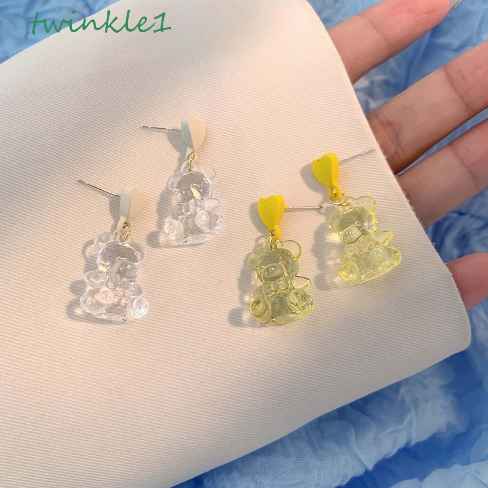 Bông Tai Hình Gấu Trong Suốt|Trang Sức Thời Trang