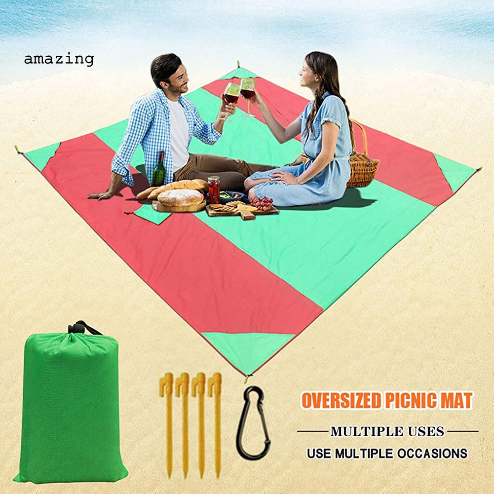 Thảm Cắm Trại / Đi Biển / Dã Ngoại Chống Thấm Nước Hình Khối Màu Sắc Có Thể Gấp Gọn