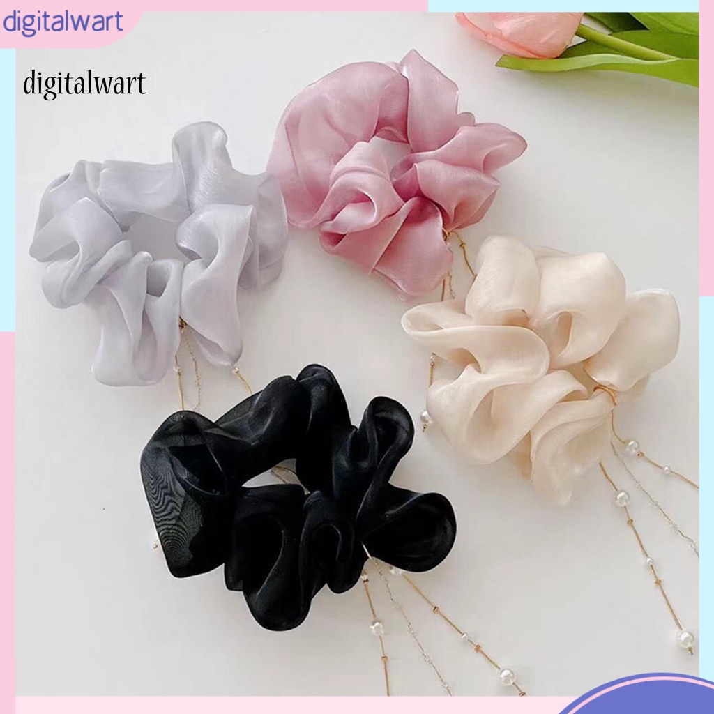 Kỹ Thuật Số| Dây Buộc Tóc Co Giãn Đính Ngọc Trai Giả Xinh Xắn Cho Nữ