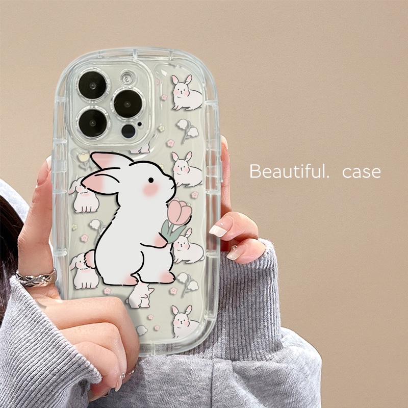 Ốp Điện Thoại TPU Silicone Mềm Trong Suốt Chống Sốc In Hình Thỏ Dễ Thương Cho IPhone 14 13 12 11 Pro XS Max X XR 7 + 8 Plus