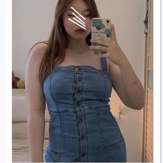 [Hàng Có Sẵn Giao Hàng Ngay Ngay Ngay Lập Phương] Hot Đầm Denim Hai Dây Dáng Rộng Plus Size S-4XL Quyến Rũ Cho Nữ Phụ Kiện Chuyên Dụng Dành Cho Xe Hơi