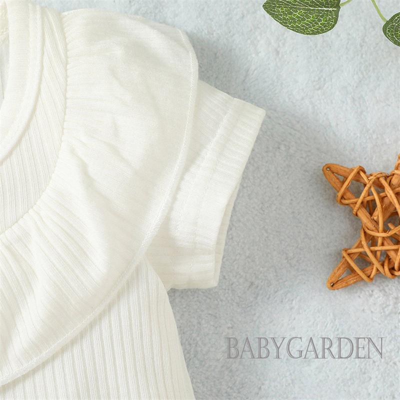 Set Áo Thun Tay Ngắn &amp; Quần Short Sọc Dọc &amp; Băng Đô Quấn Đầu Cho Bé Gái 6-24 Tháng Tuổi