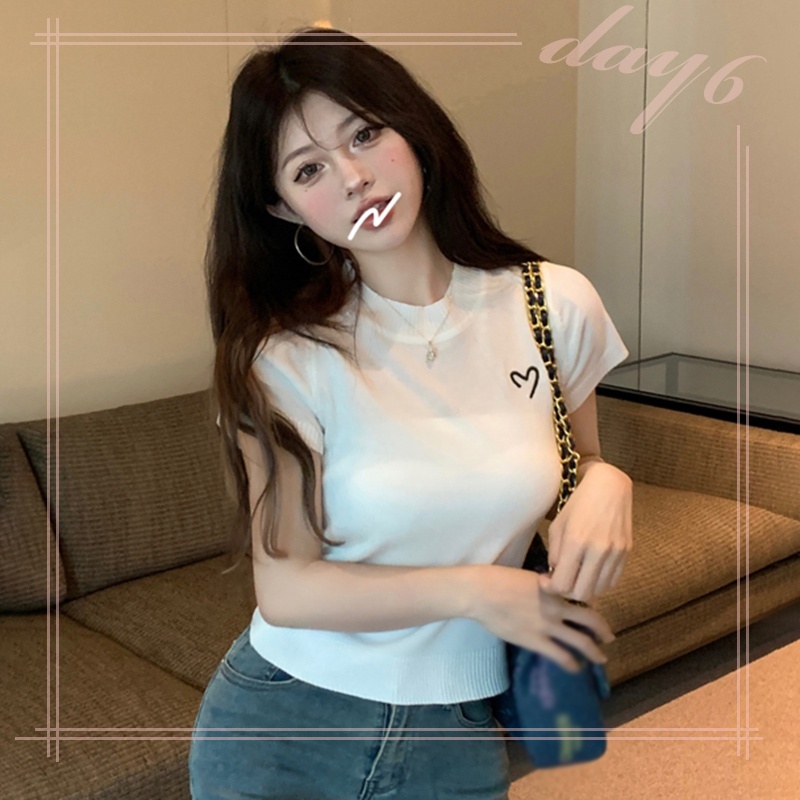 Áo Thun Tay Ngắn Cổ Lọ Thời Trang Mùa Hè Phong Cách Hàn Quốc Cho Nữ
