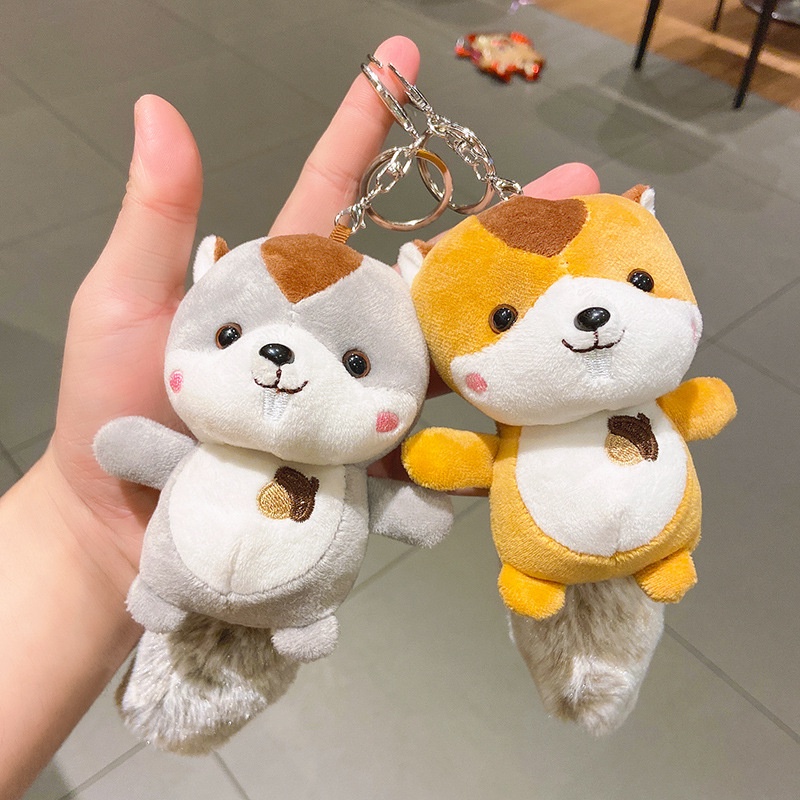 Móc khóa balo móc khóa túi móc khoá thú bông keyring móc khoá xinh Túi sóc Plush chuỗi búp bê túi xách dễ thương Cặp đôi chìa khóa Đeo ba lô treo búp bê trang trí chuỗi chìa khóa