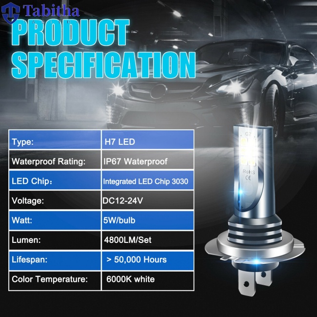 2 Bóng Đèn Pha H7 110w 30000lm Siêu Sáng 6000k Ánh Sáng Trắng Chất Lượng Cao Cho Xe Hơi