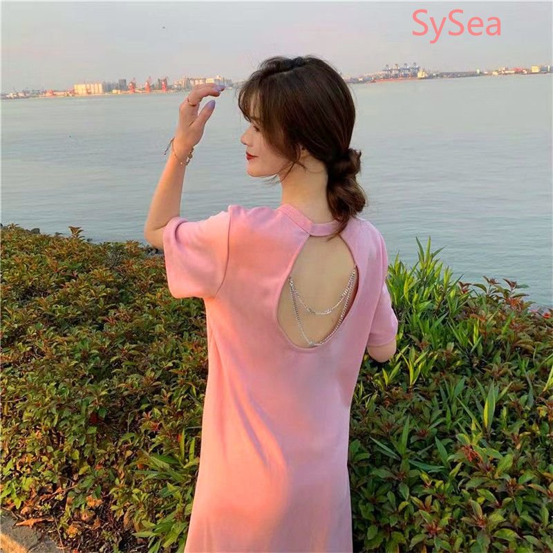 Đầm Dáng Rộng Hở Lưng Thời Trang Mùa Hè Hàn Quốc Cho Nữ Có Size Lớn