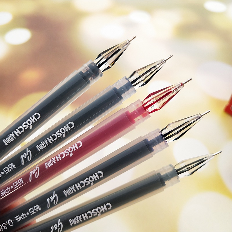 Bút Bi Gel Màu Xanh/Đen/Đỏ Ngòi 0.38mm