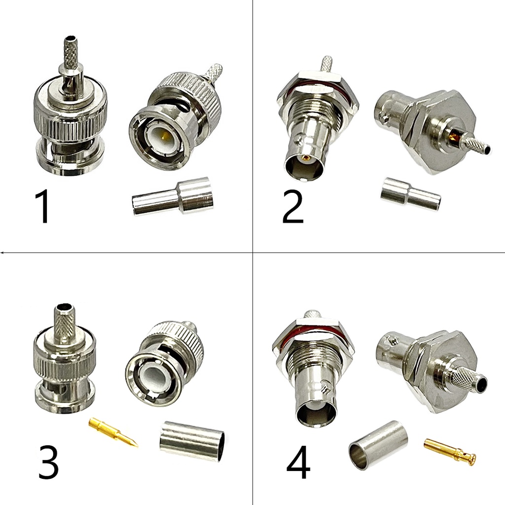 1 Đầu Nối BNC Đực Cái Cho Cáp RG316 RG174 RG58 RG142 Mới