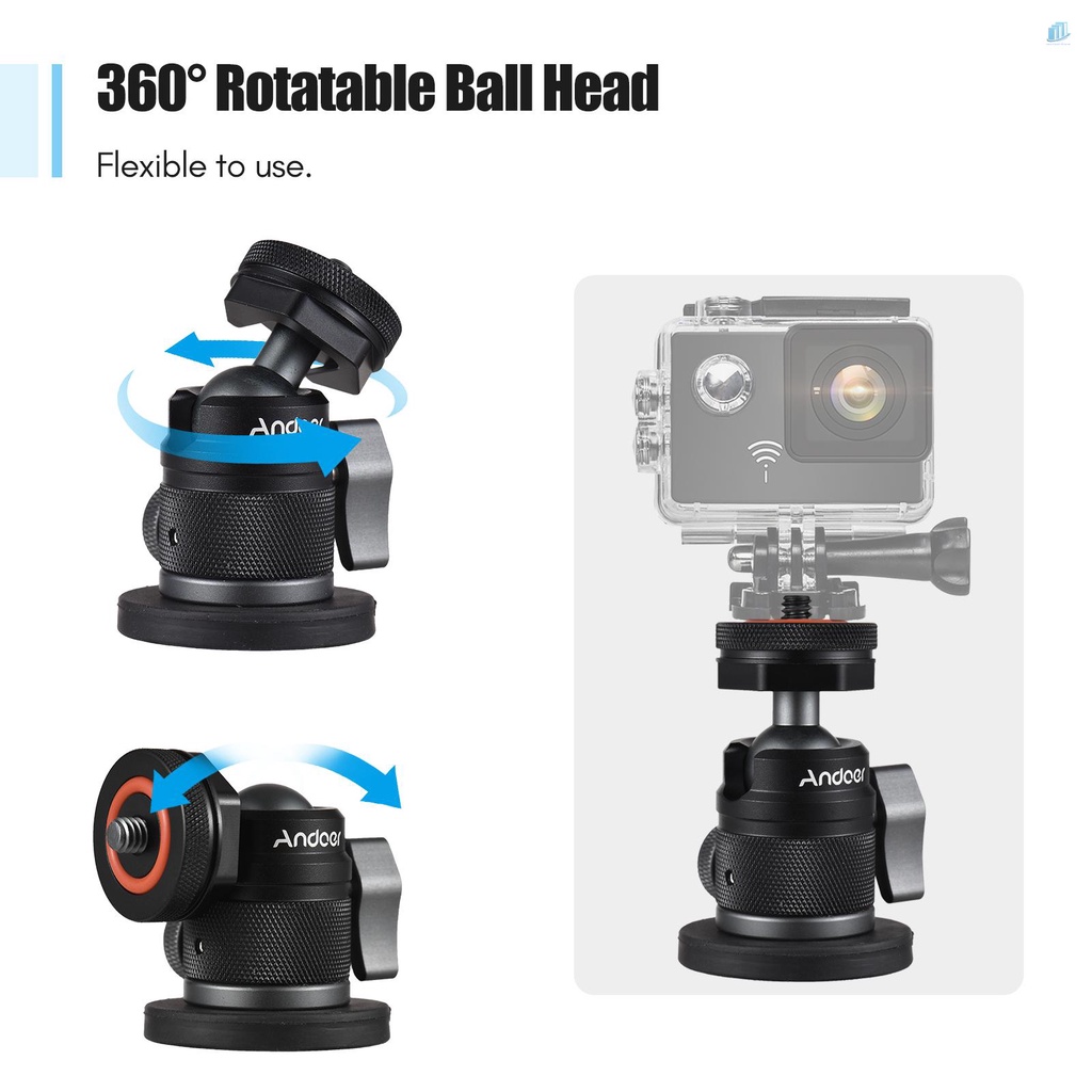 Đầu Nối Đồng Hồ Thông Minh Andoer Mini Hai Công Dụng Ốc Vít 1 / 4 Inch Kết Nối 360 Độ°Hộp Đựng Bằng Hợp Kim Nhôm Có Thể Xoay Với Đế Nam Châm Tải Trọng 200g Cho S