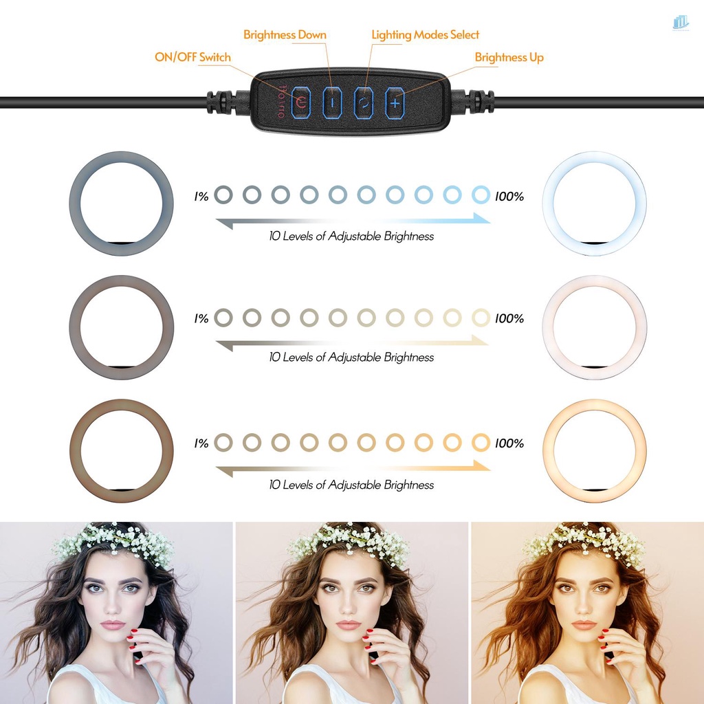 Bộ Dụng Cụ Vòng Đèn LED 26cm / 10inch 166Cm Chuyên Dụng Chất Lượng Cao