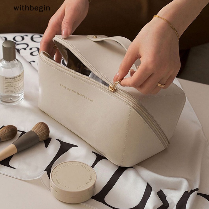 Túi Đựng Mỹ Phẩm Cỡ Lớn Bằng Da Tiện Dụng Mang Theo Du Lịch Cho Nữ