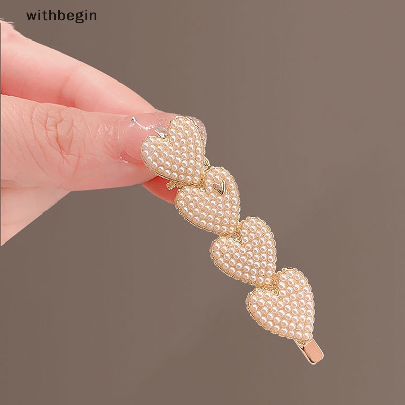 Kẹp Tóc Đính Hạt Ngọc Trai Trái Tim Phong Cách Hàn Quốc Ngọt Ngào Cho Nữ