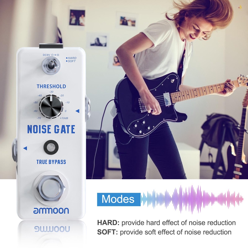 Bàn Đạp Tạo Hiệu Ứng Tiếng Ồn ammoon 2 Chế Độ (Cứng / Mềm) Vỏ Kim Loại Cho Guitar Điện Bass