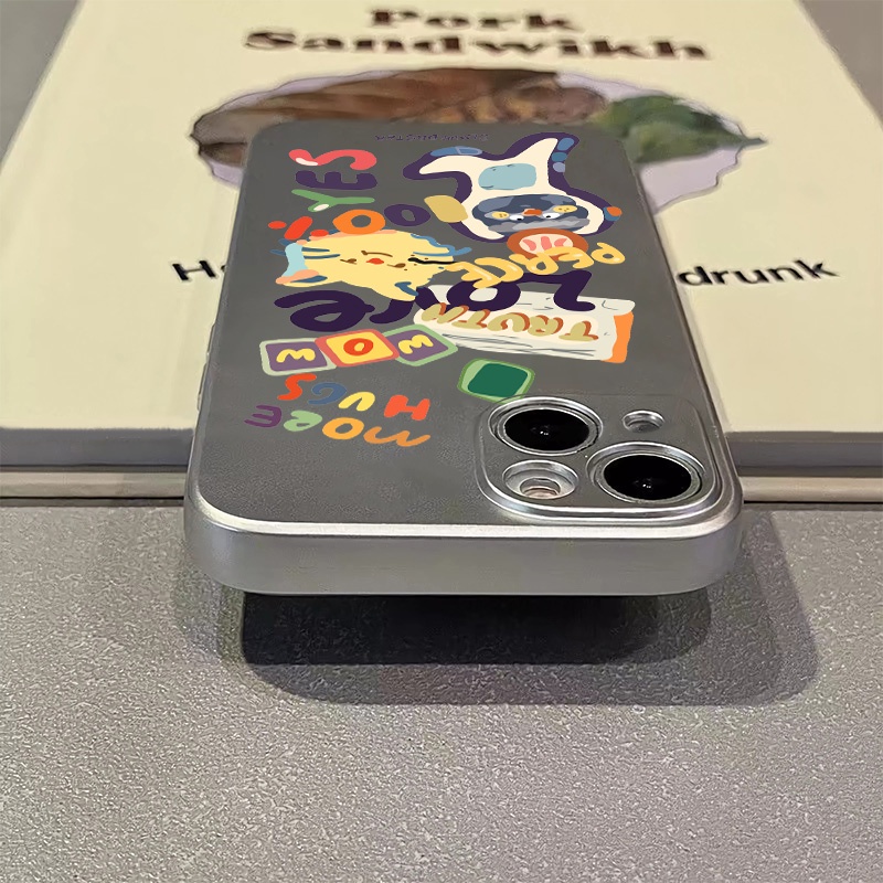 Vỏ mềm tương thích cho IPhone 11 12 13 14 Pro Max XR X 7 8 Plus XS Max SE 2020 Vỏ điện thoại silicon đáng yêu sang trọng Vỏ mạ điện màu bạc