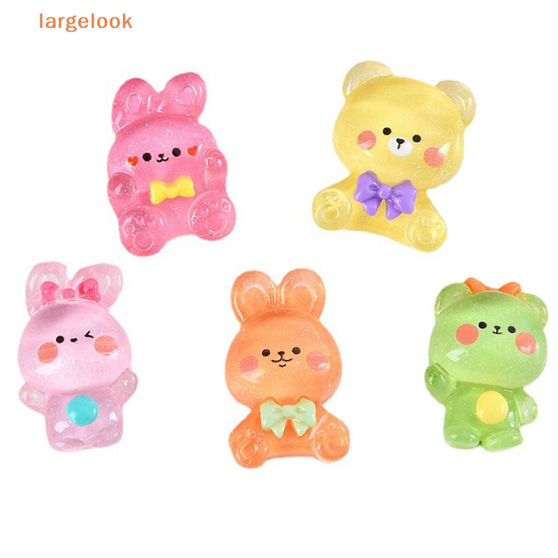 Set 10 Tượng Thỏ Gấu Hoạt Hình Bằng Resin DIY Trang Trí Sổ Tay