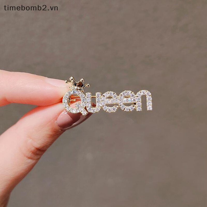 Ghim Cài Áo Cardigan Đính Đá Chống Chói Hình Vương Miện Nữ Hoàng Cho Nữ