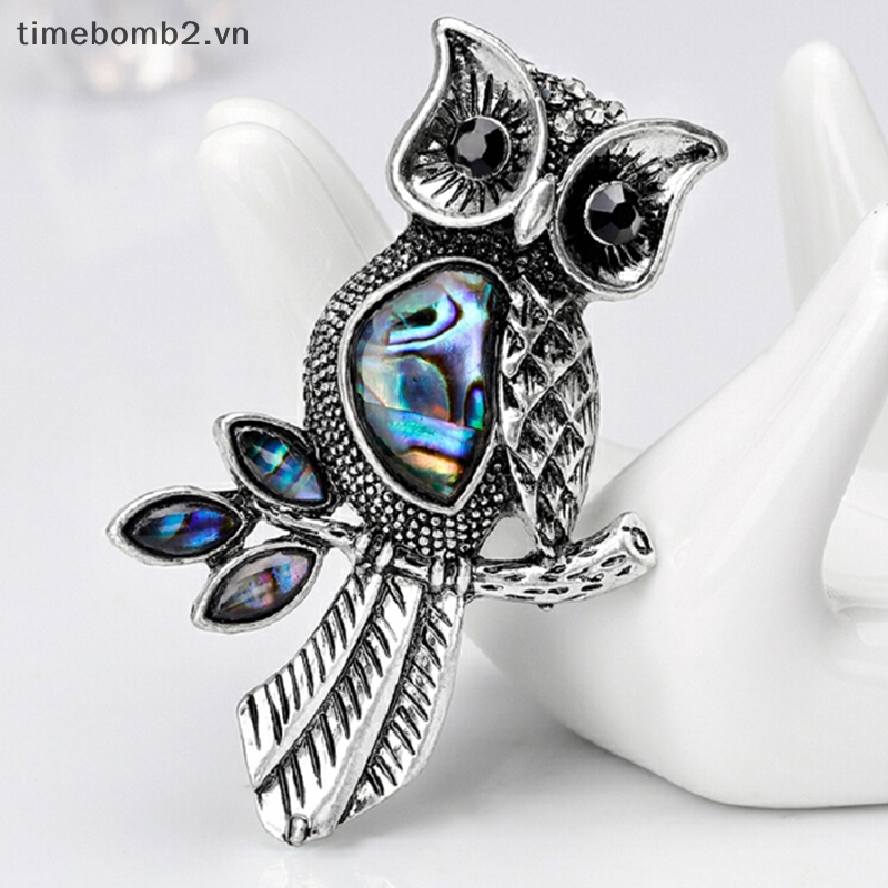 {Timebomb} Trâm Cài Áo Sơ Mi Hình Chim Cú Vỏ Sò Tráng Men Phong Cách Vintage Cho Đám Cưới