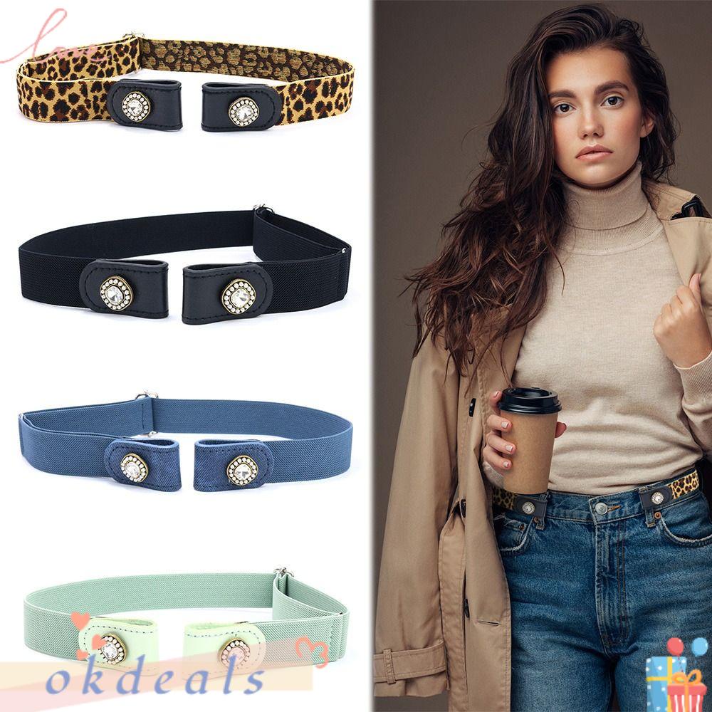 Thắt Lưng Unisex Có Khóa Co Giãn Trang Trí Quần Jean Thời Trang