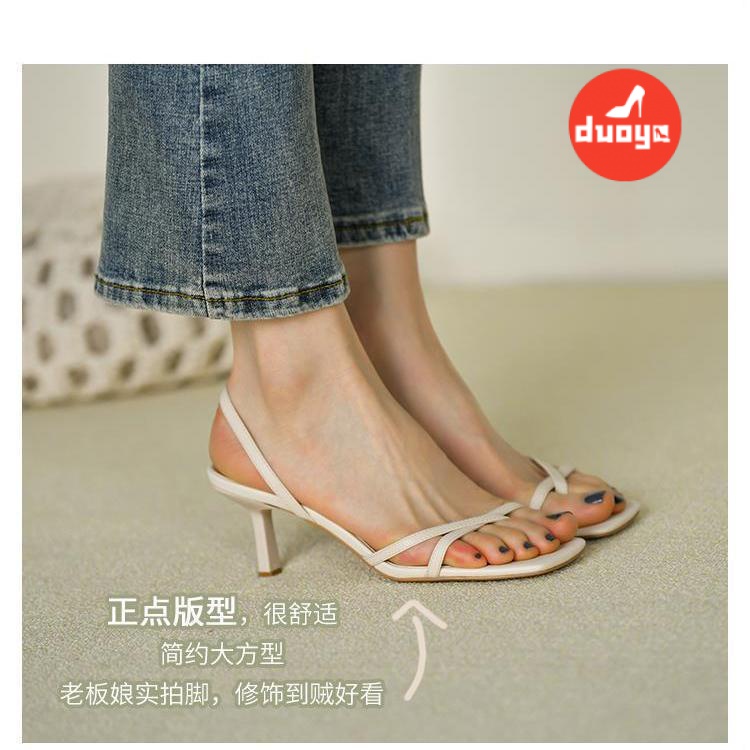 Giày Sandal Cao Gót Mùa Hè Màu Trắng Hợp Thời Trang Phong Cách Hàn Quốc Mới Cho Nữ