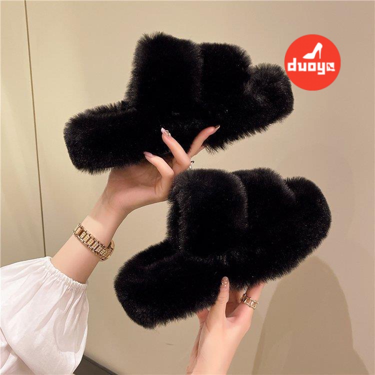 Duoya Dép Lông Nhung Đế Dày Phong Cách Thần Tiên Thời Trang Mùa Thu 2022 Mới Cho Nữ