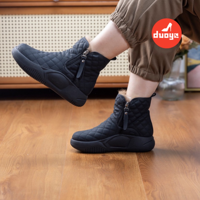 Duoya Giày Bốt Martin Cotton Lót Lông Dày Dặn Chống Trượt Thời Trang Mùa Đông 2022 Mới Cho Nữ