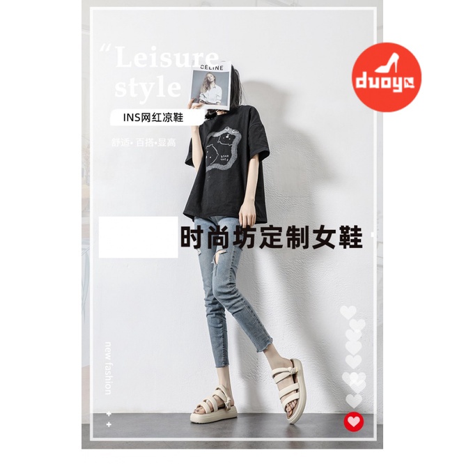 Duoya Tóc Thẳng ~ [Hàng Có Sẵn] Giày Sandal Hai Cách Mang Đế Mềm Mại Thời Trang Cho Nữ