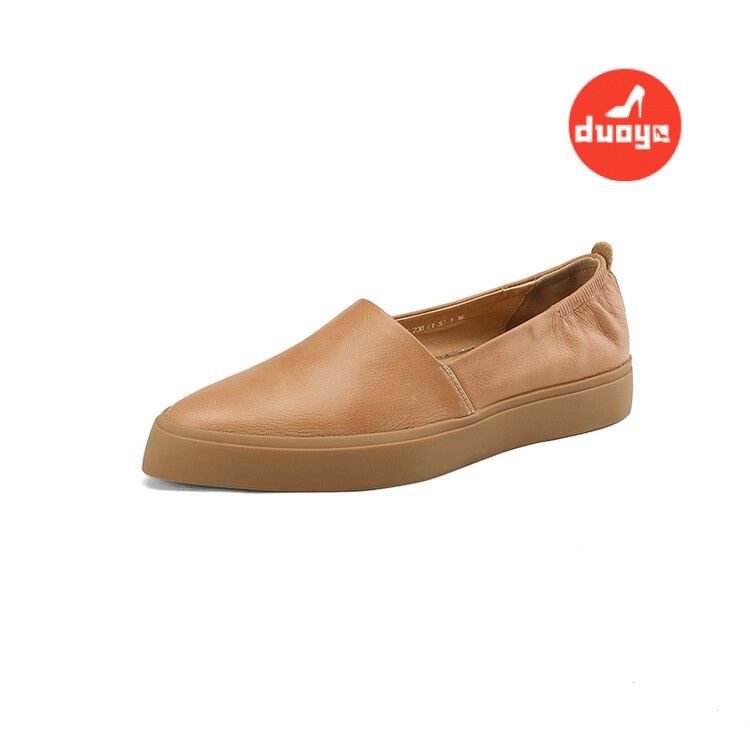 Duoya Tóc Thẳng ~ [Hàng Có Sẵn] Giày Búp Bê Da Mềm Mũi Nhọn Miệng Phẳng Dày Dặn Co Giãn Sang Trọng Cho Bà Ngoại Giao Hàng Miễn Phí