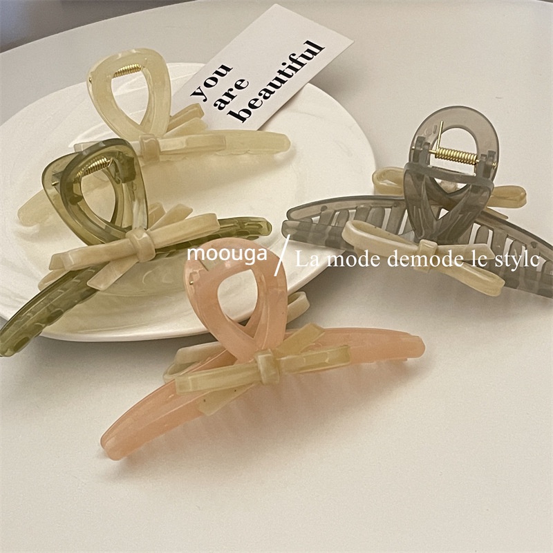 Kẹp Tóc Hình Cá Mập Đính Nơ Lớn Phong Cách Hàn Quốc Đơn Giản Dành Cho Nữ Moouga /