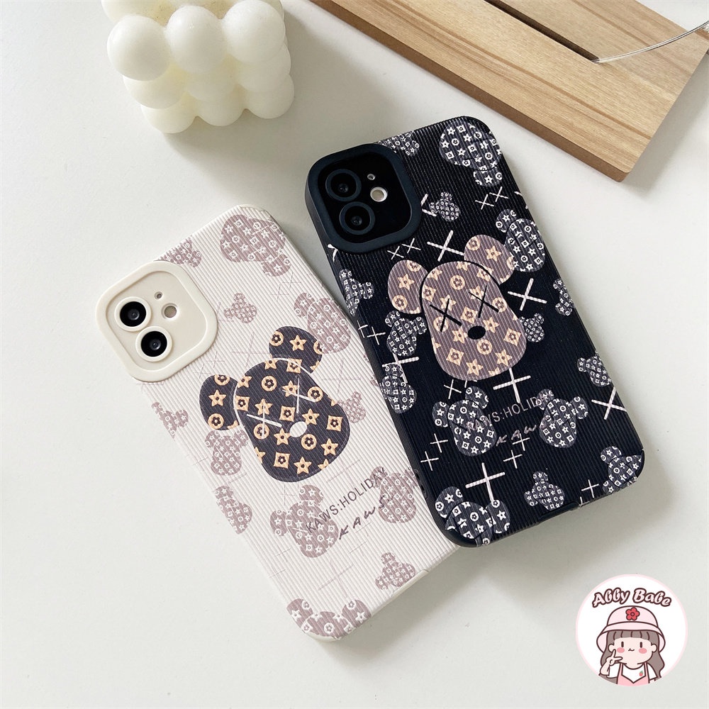 Ốp Điện Thoại Da Giả Viền TPU Dẻo Màu Trắng In Hình Kaws Cho IPhone 14 Pro Max 11 12 11 Pro Max X XS 7Plus