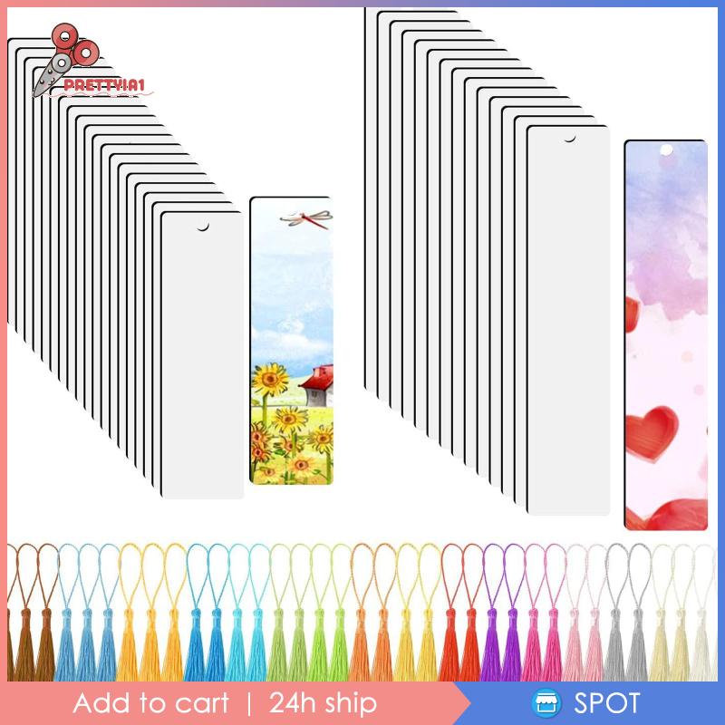 [Prettyia1] Thẻ Đánh Dấu Trang Sách Màu Trắng Kèm Tua Rua DIY