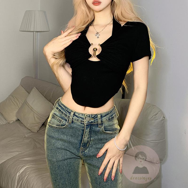 Áo Thun Tay Ngắn Màu Sắc Đơn Giản Dành Cho Nữ