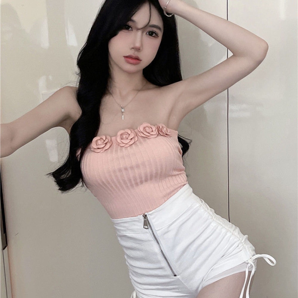 Áo Bra Dệt Kim In Hoa Hồng 3D Thiết Kế Mới Mùa Hè Cho Nữ