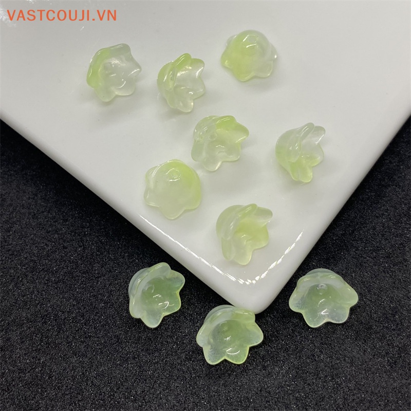 Set 100 Hạt Xỏ Lỗ Hình Hoa Lan Hai Màu gradient Bằng Acrylic Làm Vòng Tay / Vòng cổ DIY