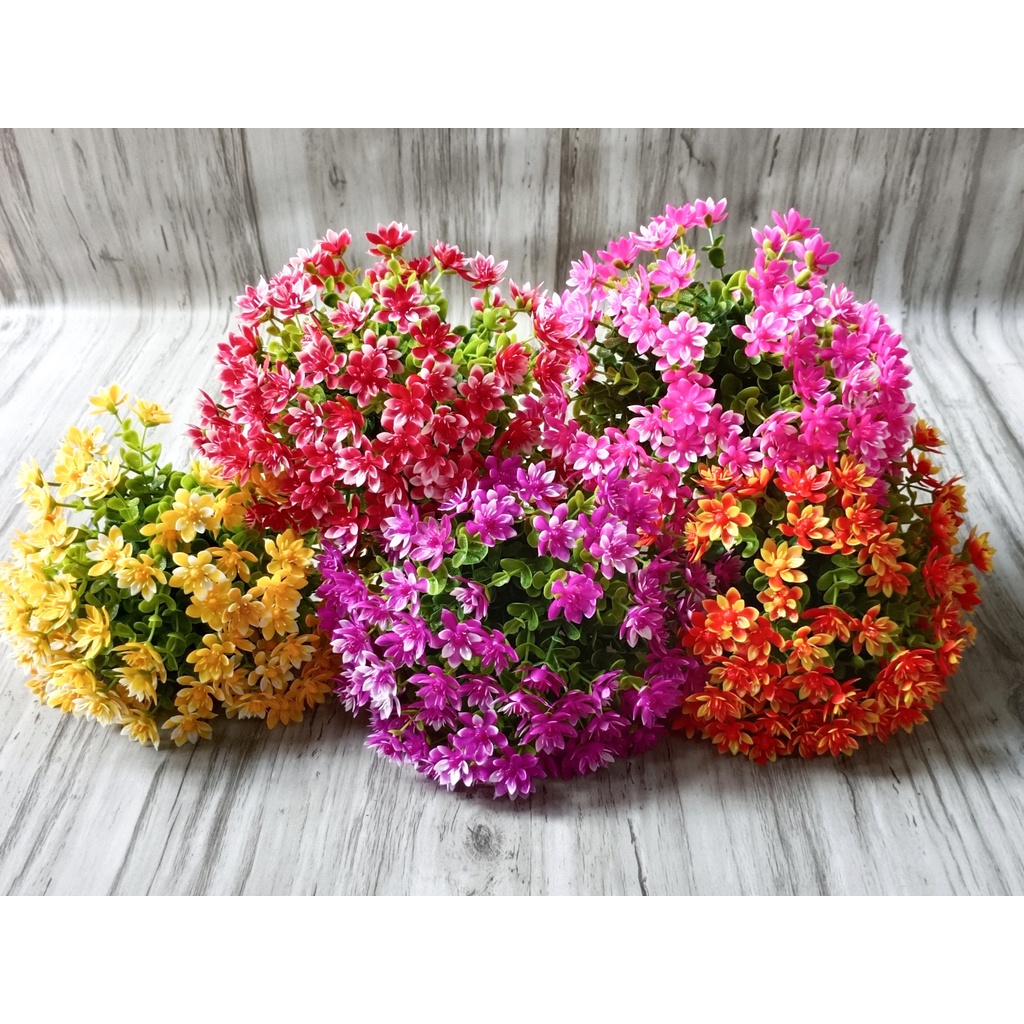 Cành hoa lá điểm cỏ chiêm điểm sen VI129 , hoa giả trang trí