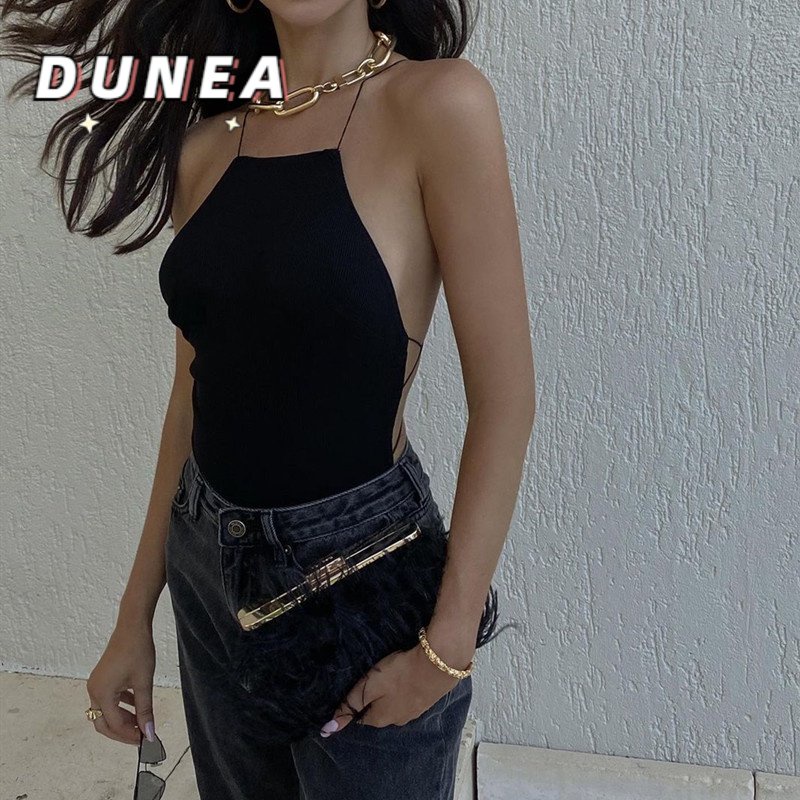 DUNEA Jumpsuit hai dây hở lưng phong cách gợi cảm dành cho nữ